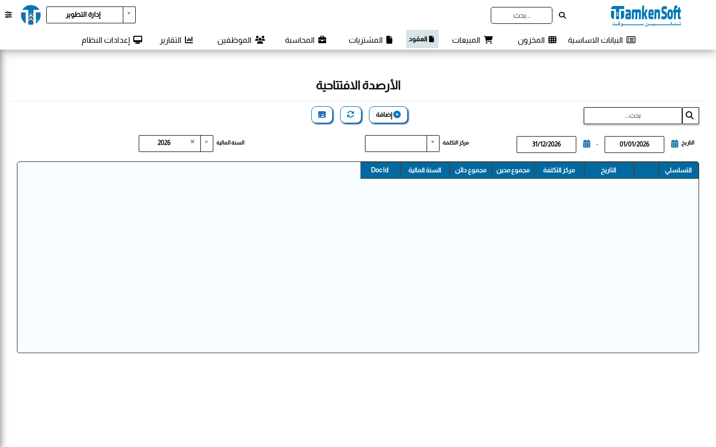 الأرصدة الافتتاحية